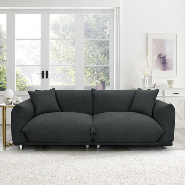Wrought Studio™ BlackGray 2seater Sofa Set With 2 Free Luxury Pillows
